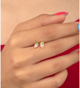 925 Ayar Gümüş  Pembe Kalpli Çıtır Küpe