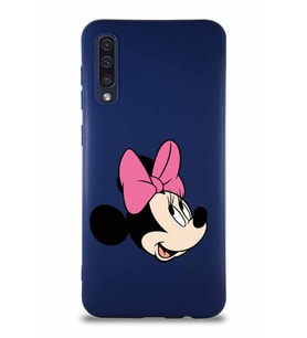 Samsung Galaxy A50 Soft Premier Kapak Minnie Mouse-A Tasarımlı Silikon Kılıf - Lacivert (Şeffaf)