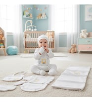 ERKEK BEBEK 0-3 AY GAYE ORGANİK PAMUK KAMYON NAKIŞLI 10 LU PREMİUM SET (Krem)