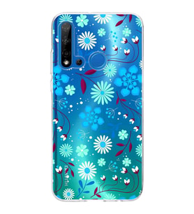 Huawei P20 Lite 2019 Uyumlu Kapak Flowers Tasarımlı Şeffaf Silikon Kılıf