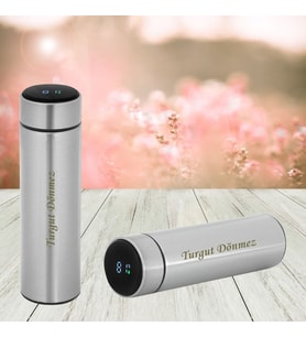 KİŞİYE ÖZEL İSİM BASKILI DERECELİ VE FİLTRELİ AKILLI TERMOS 500 ML (Metal)
