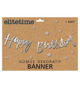 FLAMA HAPPY BRITHDAY METALİZE GÜMÜŞ PK:1 Doğum günü süsü-