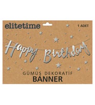 FLAMA HAPPY BRITHDAY METALİZE GÜMÜŞ PK:1 Doğum günü süsü-