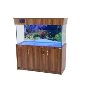 Kanki Pet Ceviz MDF Mobilyalı Akvaryum 150x50x60 cm 450 Lt - 110W LED & Dijital Göstergeli