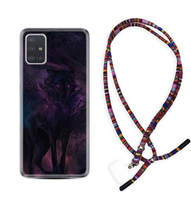 Samsung a71 A72 A73 A7 A9 2018 C7 C9 Kılıf Boyun Asklı Rasta Silikon Black Purple Wolf 1791