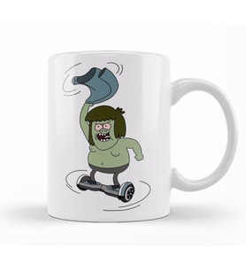 Regular Show Muscle Man Spinning On A Hoverboard Kupa Bardak Porselen