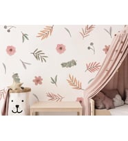 Çiçekli Çayır Çiçek Duvar Dekorasyonu Pastel Boho Tarzı Sticker (Karışık)