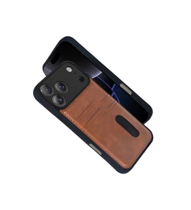 Apple İphone 17 Pro Max Sara Kartvizitli Deri Kılıf - Taba