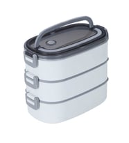 304 Çelik Beyaz Üç 2200 ml Katlı Yemek Mama Saklama Kabı Sefertası cin606by