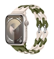 Apple Watch 10/11 42mm-38/40/41mm Kordon Silikon Örgü Ayarlanabilir 2/3/4/5/6/se (Yeşil-Gold)