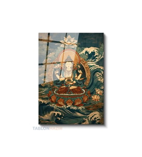 Dikey Cam Tablo Salon Duvar Tablosu Dikey Cam Hindistan Buddha Yeni Ev Hediyesi Ofis Tablosu