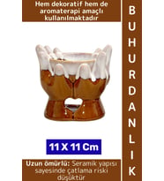 Dekoratif Hediye Aromaterapi Meditasyon Tütsülük Çok Şık Seramik El Tasarımlı Buhurdanlık 11 X 11 Cm