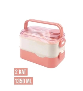VAGONLİFE PASLANMAZ İKİ KATLI ÇELİK YEMEK KABI - LUNCH BOX  BL10110-2S 1350 ML  TURUNCU-BEYAZ