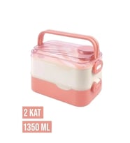 VAGONLİFE PASLANMAZ İKİ KATLI ÇELİK YEMEK KABI - LUNCH BOX  BL10110-2S 1350 ML  TURUNCU-BEYAZ