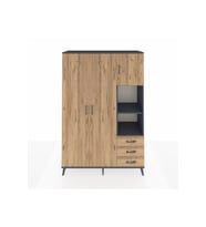 Hyperion Gardrop 5 Raflı 3 Çekmeceli Tek Askılı 132x44x195 Antrasit-Çam