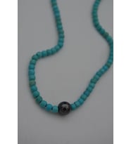 STONEAGE JEWELLERY Hematit ve Turkuaz Taşlı Metalsiz Kolye