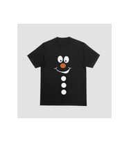 Unisex Siyah Yılbaşı  Kardan Adam Baskılı Oversize T-shirt (Siyah)