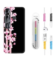Tecno Spark 6 6 Go 8C 8 Pro 7 7 Pro Kılıf Kablo Koruma Spiral Silikon Pink Flowers 3 1393