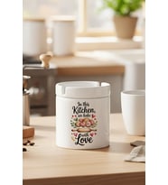 In This Kitchen We Baked With Love Baskılı Seramik Kapaklı Kokusuz Küllük