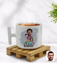 BK Gift Kişiye Özel Erkek Karikatürlü T Kulplu Beyaz Middle Kupa Bardak-2