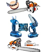Pro 3'lü Set 7.9 Hp Benzinli Odun Ağaç Kesme Hızar Motoru 256Vf Şarjlı Dal budama Makası Ve Testere