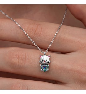 Aya Diamond Gümüş Mix Taşlı Lotus Çiçeği Kadın Kolye