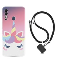 Tecno Spark 8T Kılıf Silikon Boyun Askılı İpli Desenli Silikon Sweety Unicorn 1737
