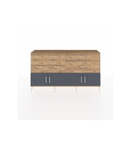 Arges Konsol Tek Raflı 6 Çekmeceli 4 Kapaklı 176x30x99 Çam-Antrasit/Çam
