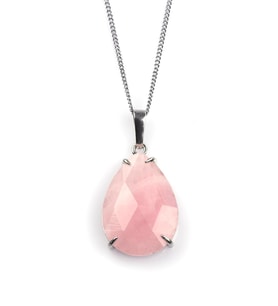 Pembe Kuvars Doğal Taş Kolye