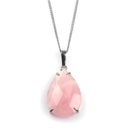 Pembe Kuvars Doğal Taş Kolye