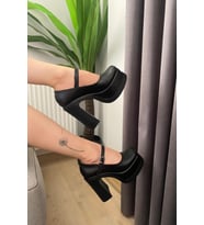 Kadın Napoli Siyah Tek Baretli (12 cm ) Platform Topuklu Ayakkabı