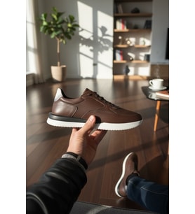 Enoch Erkek Sneaker - Kontrast Detaylı Yumuşak Deri Dokulu Şehir Ayakkabısı ve Esnek Tabanlı Yürüyüş Ayakkabısı