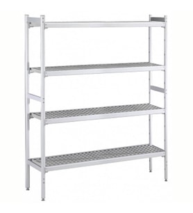 Electrolux Professional Düz Etejer Seti, Aluminyum Ayaklı, 4 Raflı, Her Raf Demonte Polietilen Tabletlerden Oluşur, Tabletler Bulaşık Makinesinde Yıkanabilir - 475x2404 Mm, H=1700 Mm BLS2404