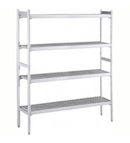 Electrolux Professional Düz Etejer Seti, Aluminyum Ayaklı, 4 Raflı, Her Raf Demonte Polietilen Tabletlerden Oluşur, Tabletler Bulaşık Makinesinde Yıkanabilir - 475x2404 Mm, H=1700 Mm BLS2404