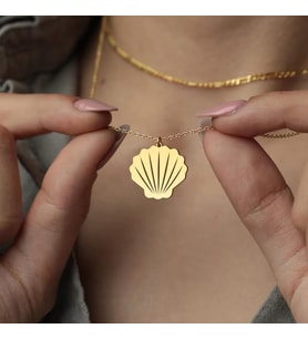 Kişiye Özel 925 Ayar Gümüş Tasarım Deniz Kabuğu Kolye (Gold)
