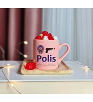 Polis Tasarımlı Kişiye Özel Pembe Türk Kahvesi Fincanı