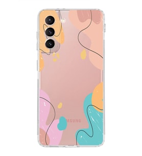 Samsung Galaxy S21 Uyumlu Kamera Korumalı Kapak Karışık Renkler Tasarımlı  Şeffaf  Kılıf