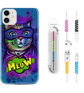 Apple iPhone 11 12 13 Mini Kılıf Kablo Koruma Spiral Silikon Super Meow 1715