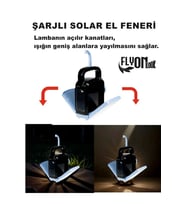 Güçlü Güneş Solar Enerjili Açılır Kanatları Sayesinde Hem Fener Lamba Hem Ortam Aydınlatması Şarjlı