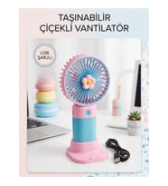 Taşınabilir USB Şarjlı Çiçekli Vantilatör