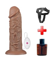 LilituShop Belden Bağlamalı Yeni Nesil Çift Katmanlı 10 Titreşim Fonksiyonlu 26,6 cm Realistik Kalın Dildo Melez Penis