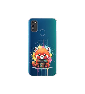 Samsung Galaxy M21 ile Uyumlu Splash Tilki Tasarımlı Şeffaf Silikon Kılıf