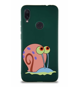 Xiaomi Redmi Note 7 Soft Premier Kapak Salyangoz Gary Tasarımlı Silikon Kılıf - Yeşil (Şeffaf)