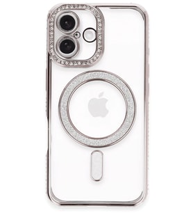 iPhone 16 Plus Kılıf Joke Simli Magneticsafe Kılıf - Pembe