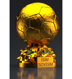 İSMİNİZE ÖZEL FIFA BALLON D'OR MAKETİ GOLD KAPLAMA 15 CM HEDİYELİK