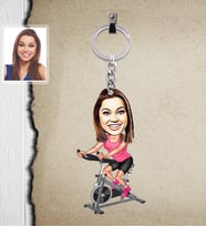 Kişiye Özel Sporcu Karikatürlü  Ahşap Anahtarlık Bayan-6-Eco