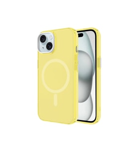 Apple iPhone 15 Uyumlu Kılıf Zore M-safe Şarj Özellikli Buzlu Transparan C-Pro Sert Kapak (Sarı)