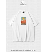 Nevermind Unisex Kadın Erkek Morocco Baskılı Özel Tasarım Oversize T-shirt (Beyaz)