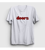 Presmono Unisex Beyaz Red Logo The Doors T-Shirt 116538tt