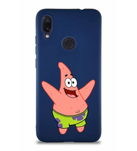 Xiaomi Redmi Note 7 Soft Premier Kapak Patrick Yıldız Tasarımlı Silikon Kılıf - Lacivert (Şeffaf)